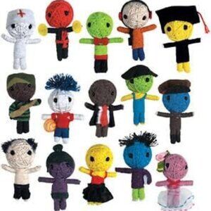 String Voodoo Dolls - Set of 15 Career Dolls Doctor Cop Basketball Player Farmer